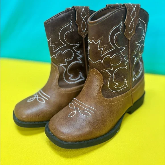 Wonder Nation Brown Cowboy Boots Size 10T for Toddlers - Picture 2 of 7
